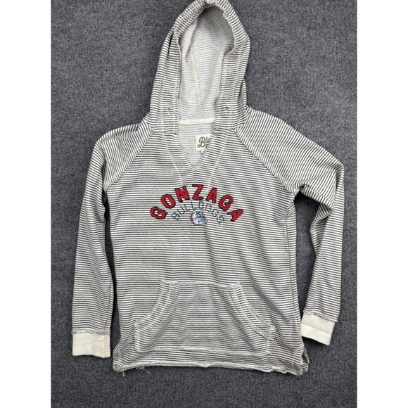 Gonzaga Bulldogs Hoodie Womens Small Striped Gray NCAA Basketball Blue 84 - Picture 1 of 6